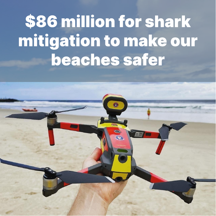$86 million for shark mitigation to make our beaches safer