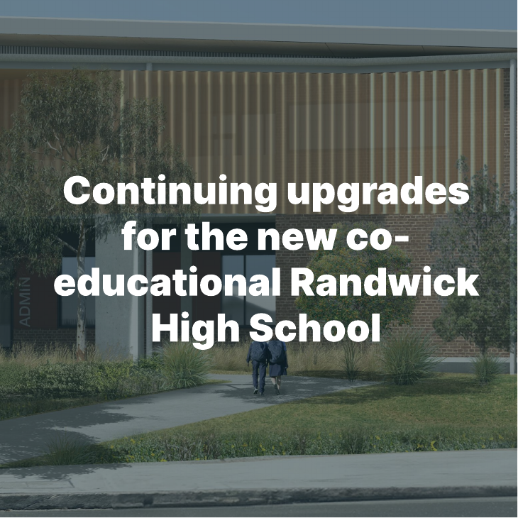 Continuing upgrades for the new co-educational Randwick High School