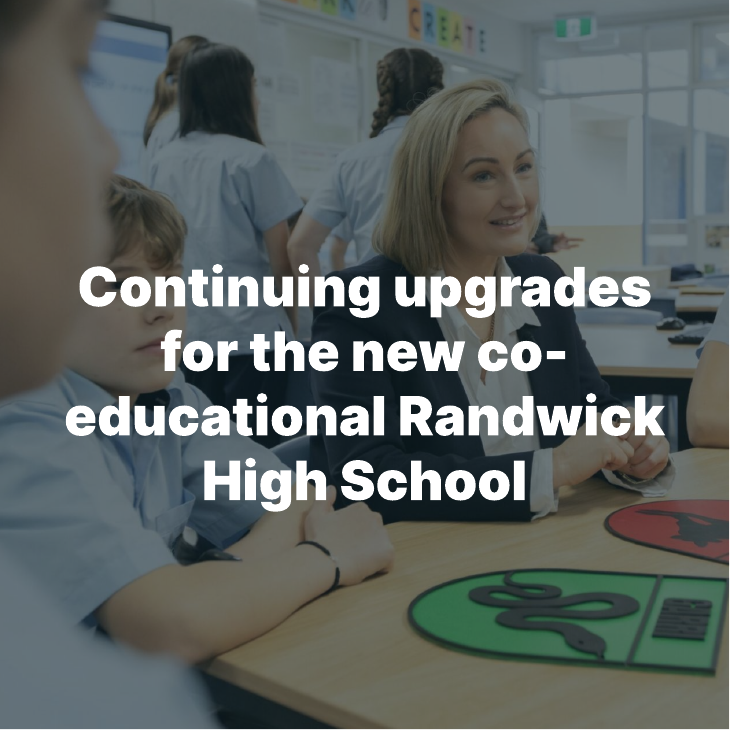 Continuing upgrades for the new co-educational Randwick High School