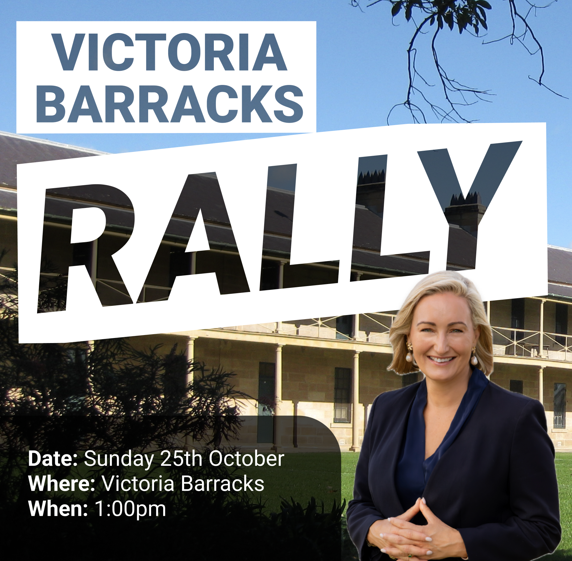 Victoria Barracks Rally on Sunday 25th October at Victoria Barracks. Start at 1pm.
