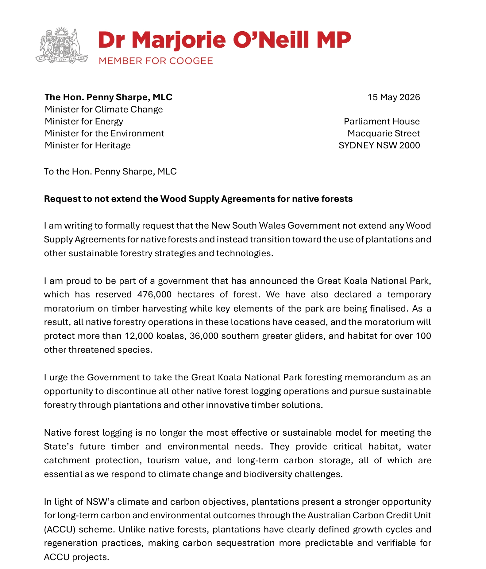 Request to not extend wood supply agreements part 1/2