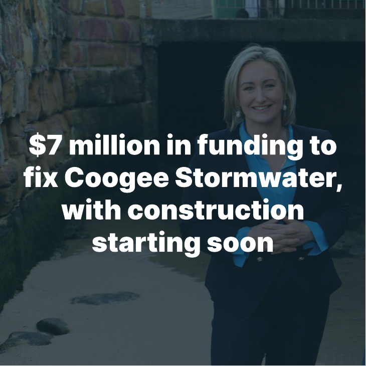 $7 million in funding to fix Coogee Stormwater, with construction starting soon